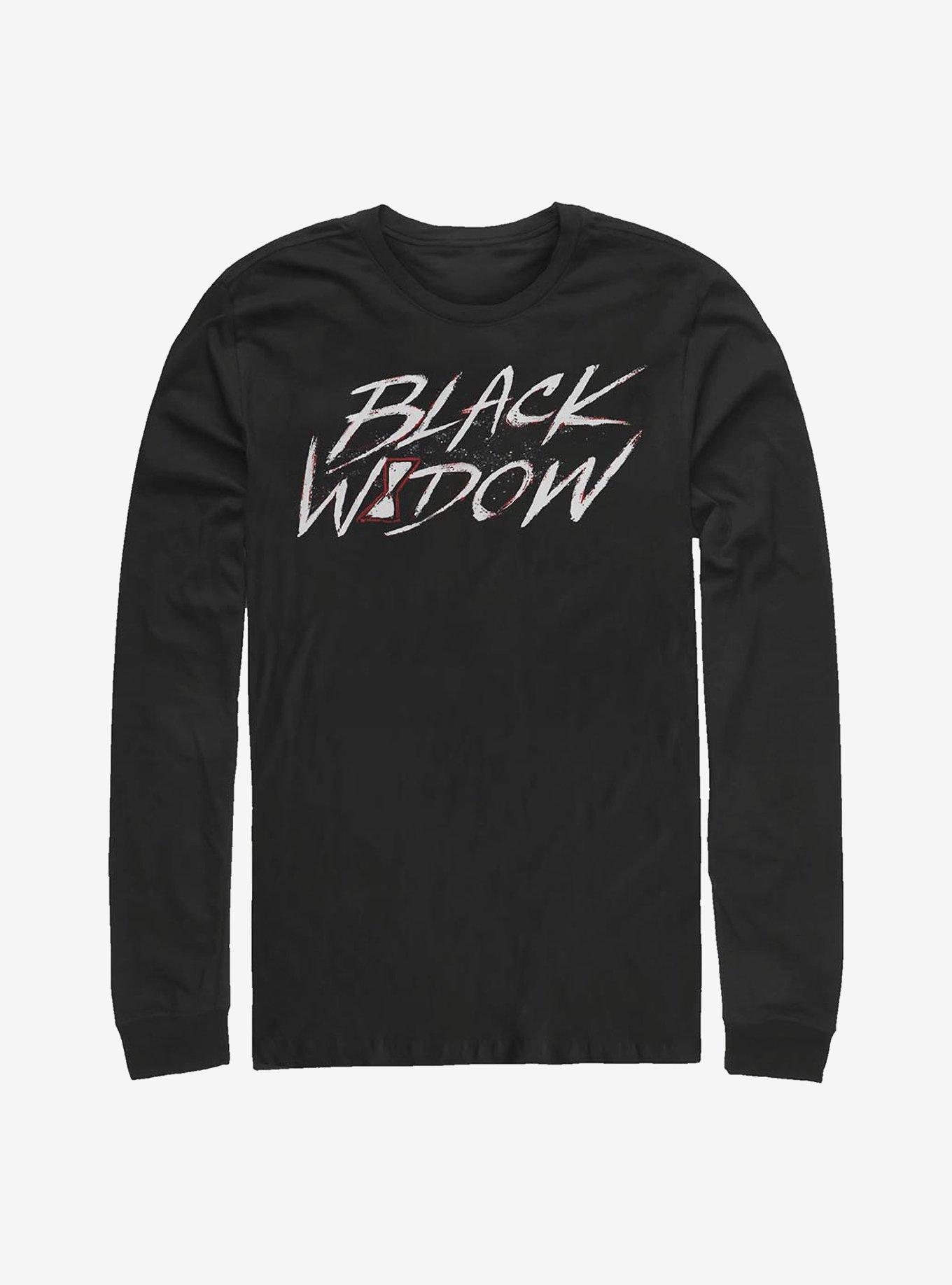 Marvel Black Widow Paint Script Long-Sleeve T-Shirt, BLACK, hi-res