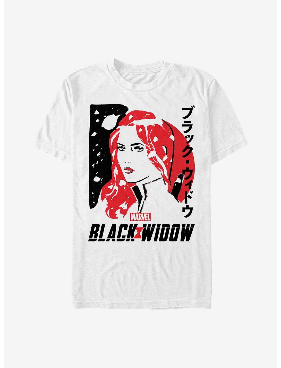 Marvel Black Widow Japanese Text T-Shirt, WHITE, hi-res
