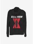 Marvel Black Widow Icon Logo Cowl Neck Long-Sleeve Womens Top, BLACK, hi-res