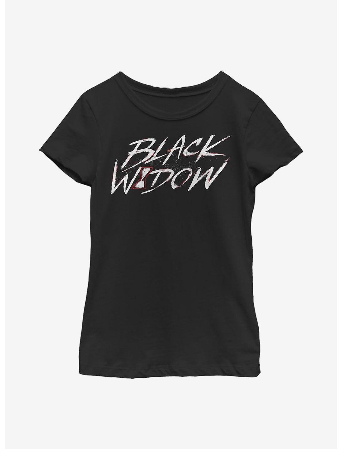 Marvel Black Widow Paint Script Youth Girls T-Shirt, BLACK, hi-res