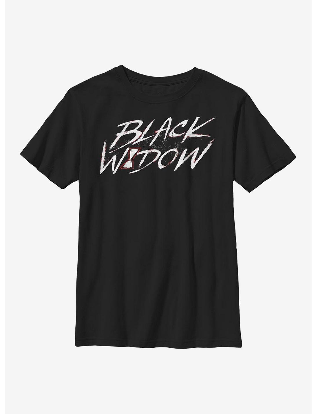 Marvel Black Widow Paint Script Youth T-Shirt, BLACK, hi-res