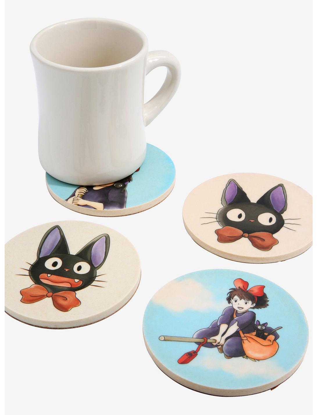 Studio Ghibli Kiki's Delivery Service Kiki & Jiji Bamboo Coaster Set - BoxLunch Exclusive, , hi-res