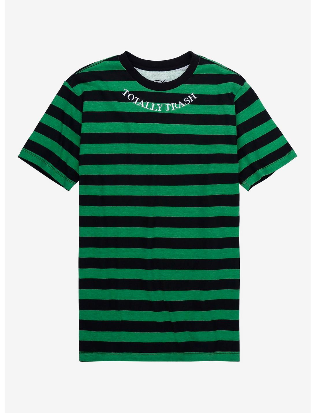 Totally Trash Green & Black Stripe T-Shirt, , hi-res
