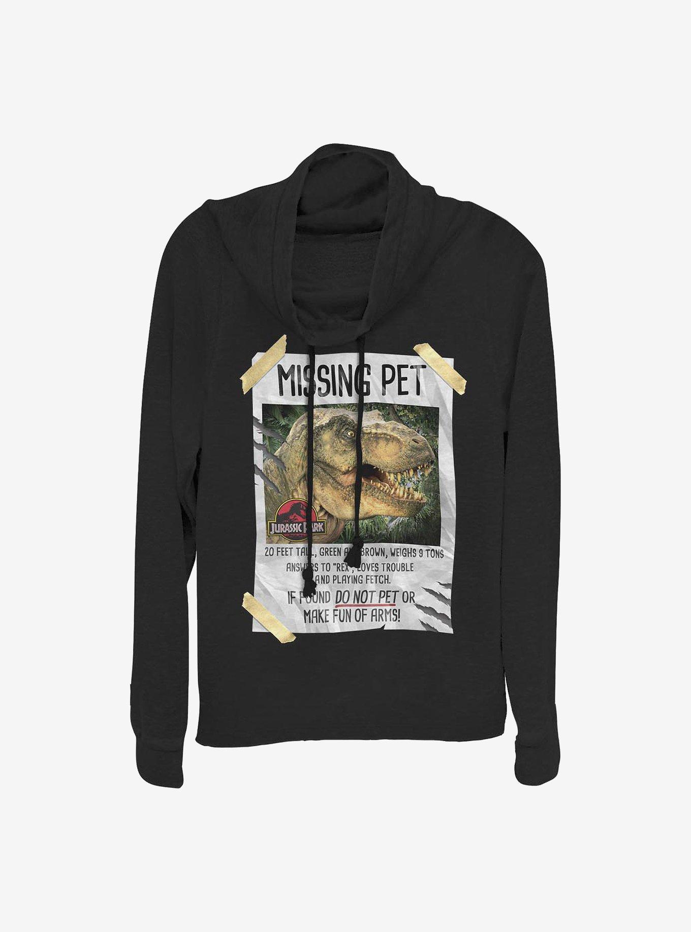 Jurassic Park Missing Pet Cowlneck Long-Sleeve Girls Top, , hi-res
