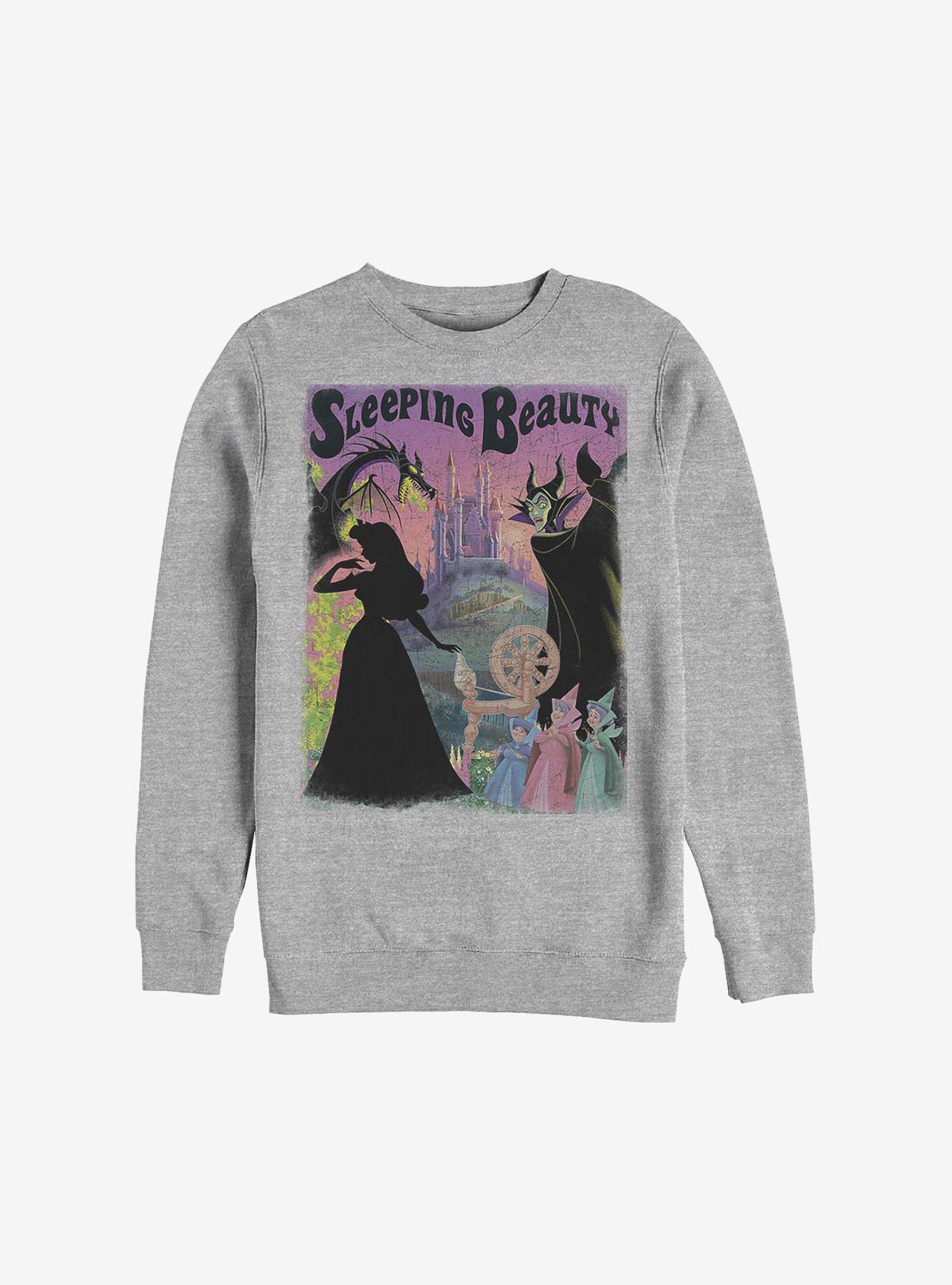 Disney Sleeping Beauty Poster Crew Sweatshirt, ATH HTR, hi-res