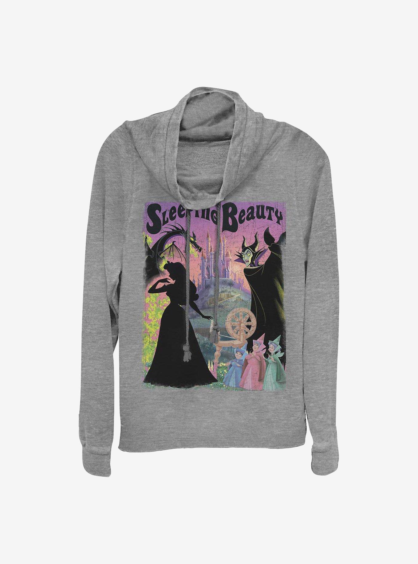 Disney Sleeping Beauty Poster Cowlneck Long-Sleeve Girls Top, GRAY HTR, hi-res