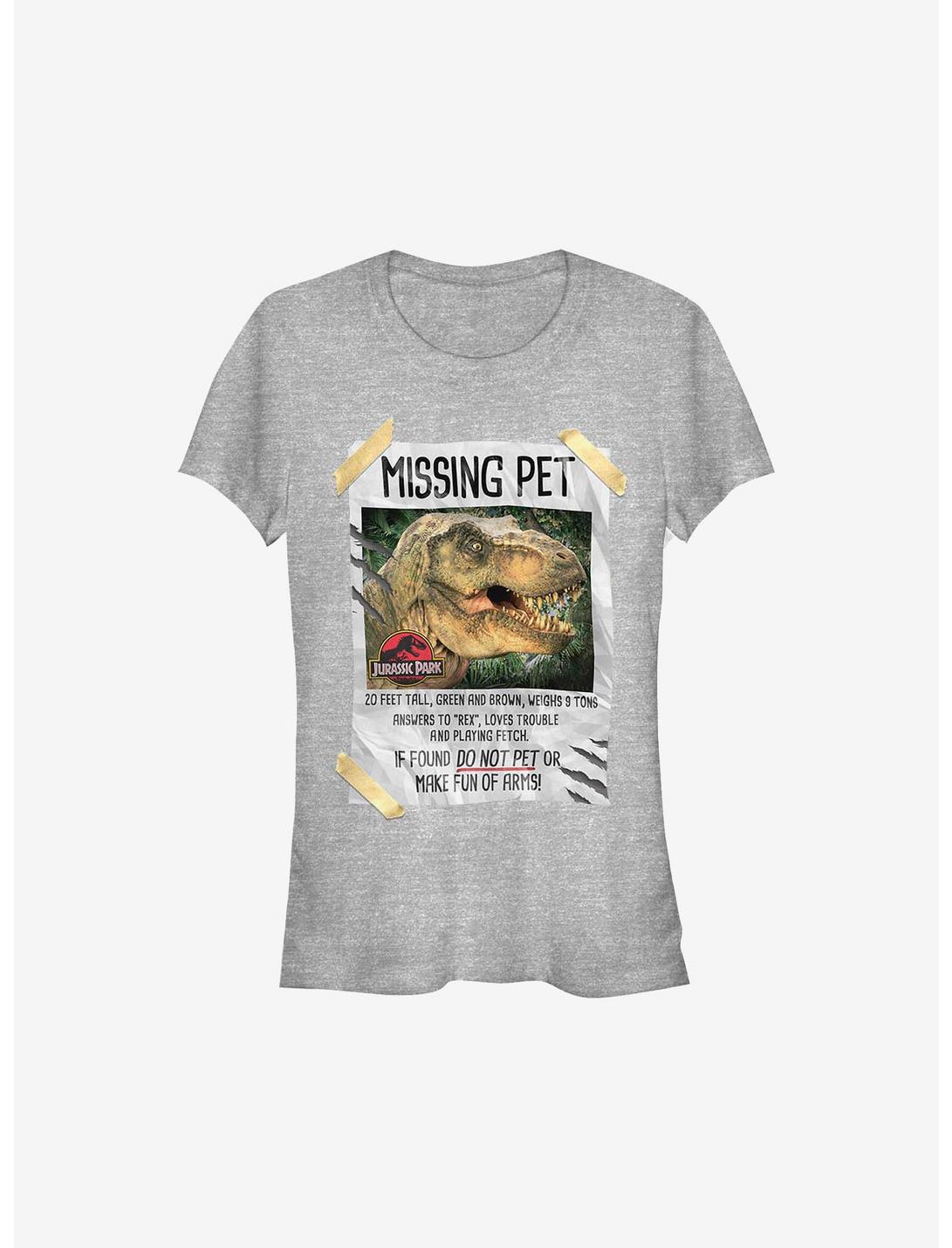 Jurassic Park Missing Pet Girls T-Shirt, ATH HTR, hi-res