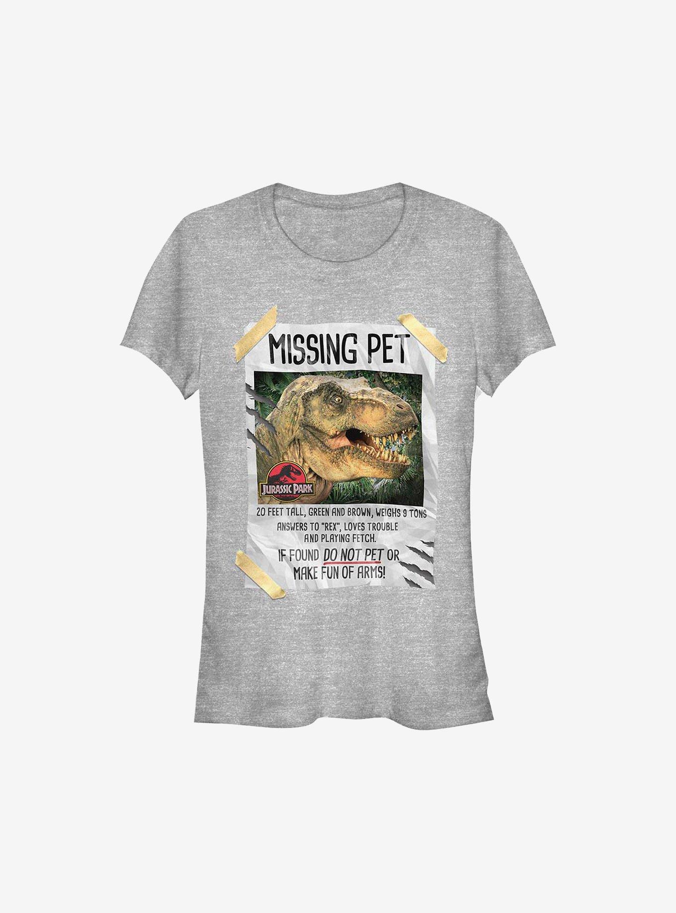 Jurassic Park Missing Pet Girls T-Shirt, ATH HTR, hi-res