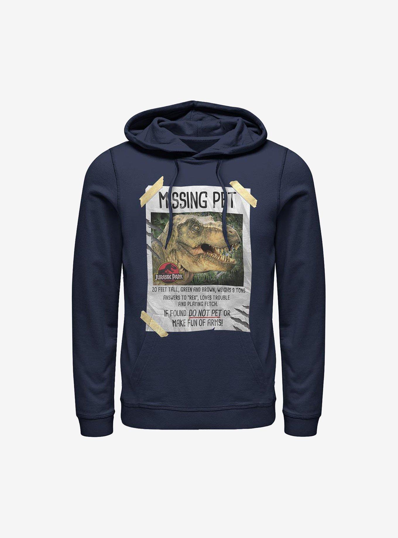 Jurassic Park Missing Pet Hoodie, NAVY, hi-res