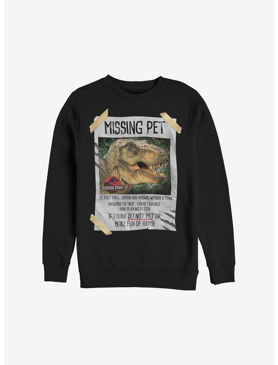 Jurassic Park Missing Pet Crew Sweatshirt, BLACK, hi-res