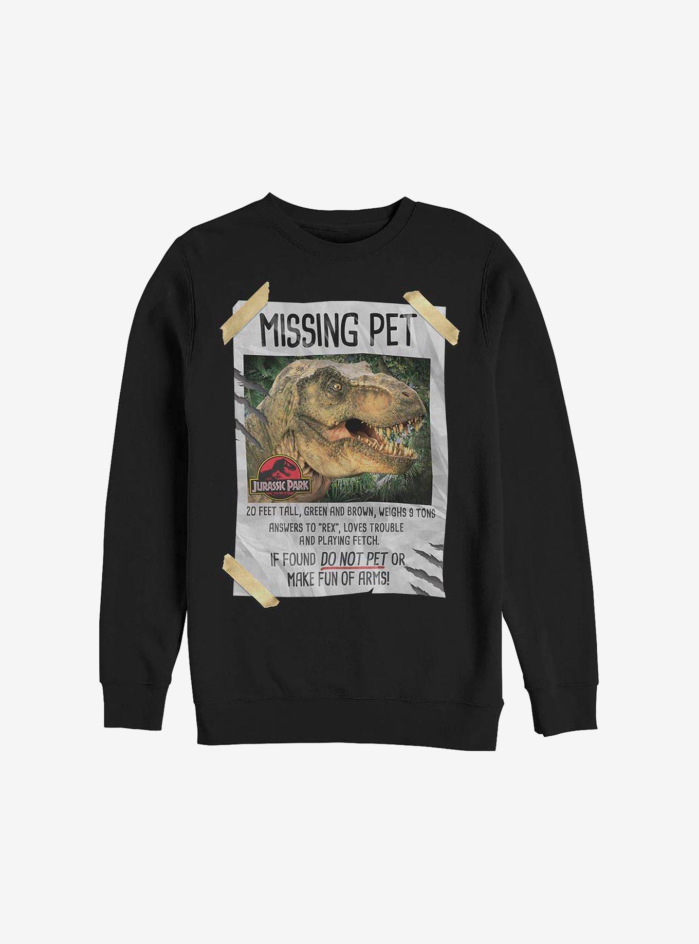 Jurassic Park Missing Pet Crew Sweatshirt, BLACK, hi-res