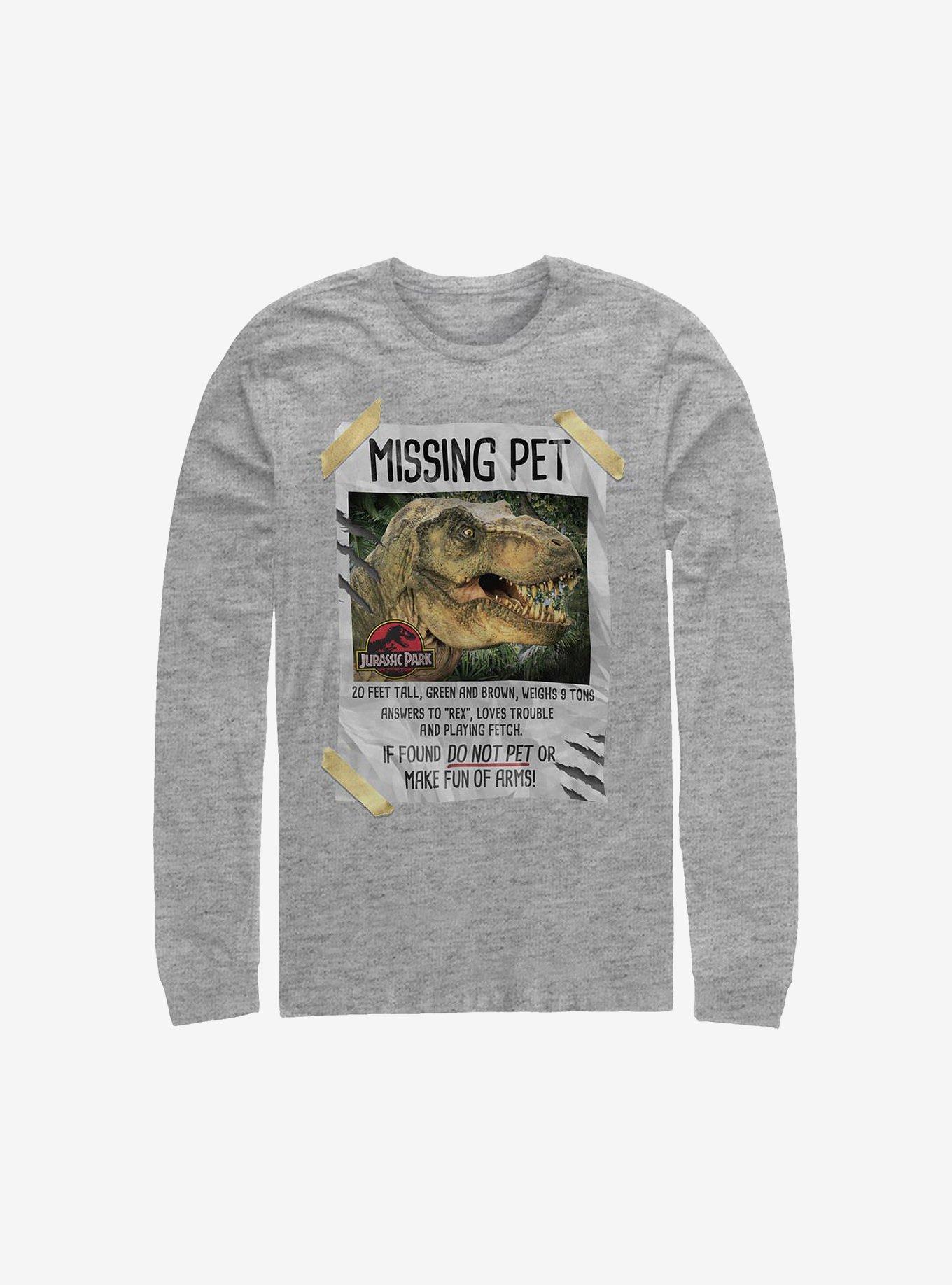 Jurassic Park Missing Pet Long-Sleeve T-Shirt, ATH HTR, hi-res