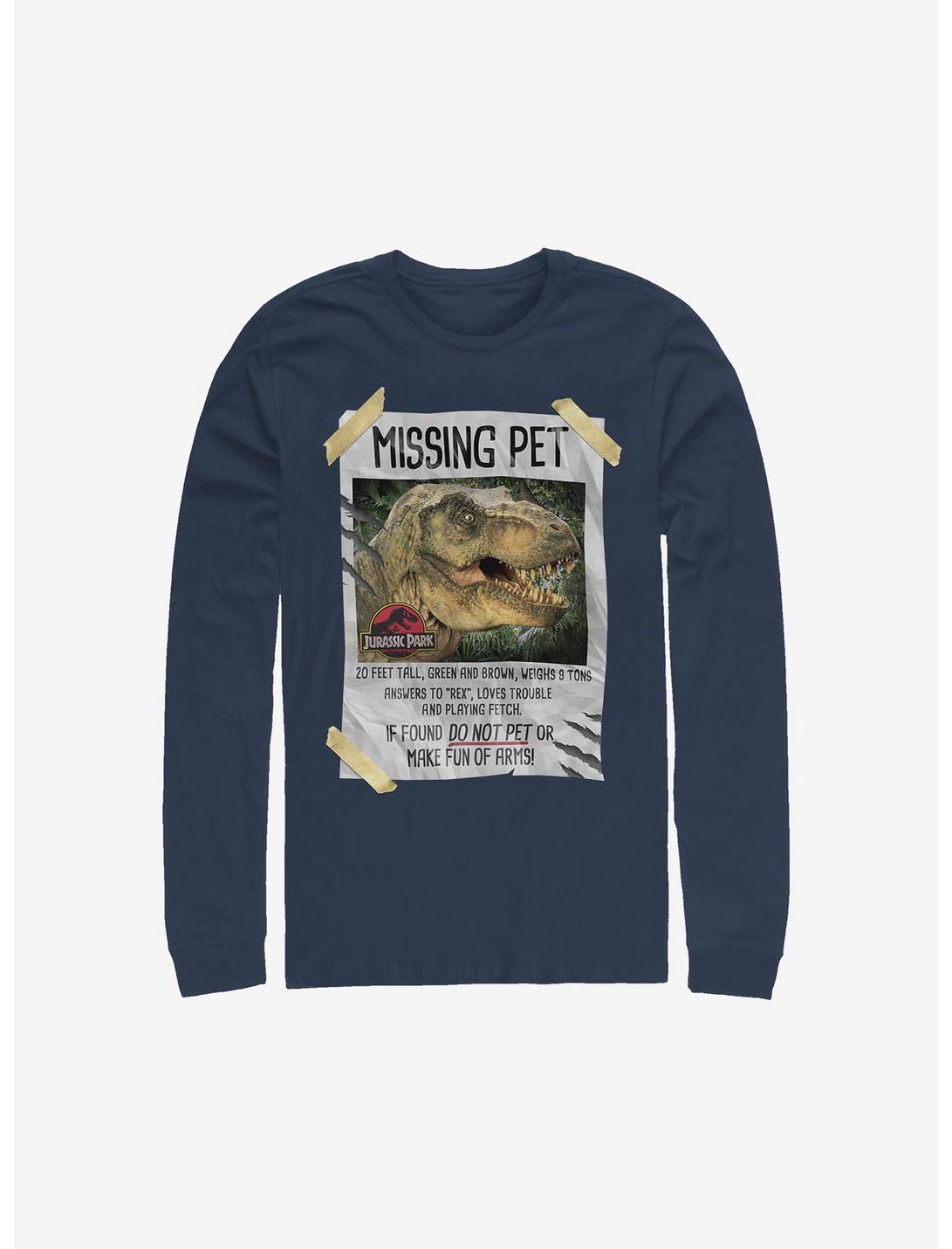 Jurassic Park Missing Pet Long-Sleeve T-Shirt, NAVY, hi-res