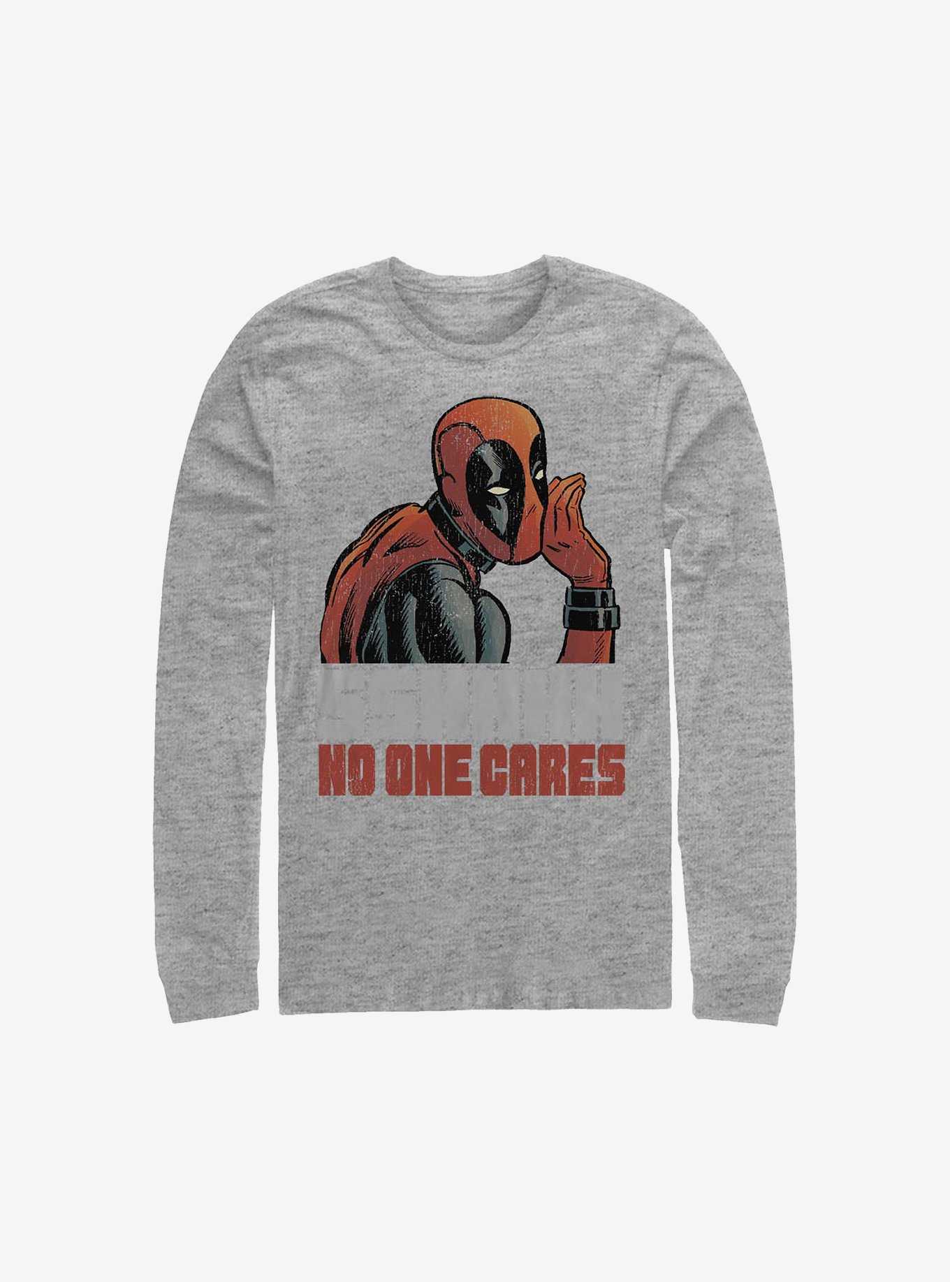 Marvel Deadpool No One Cares Long-Sleeve T-Shirt, ATH HTR, hi-res