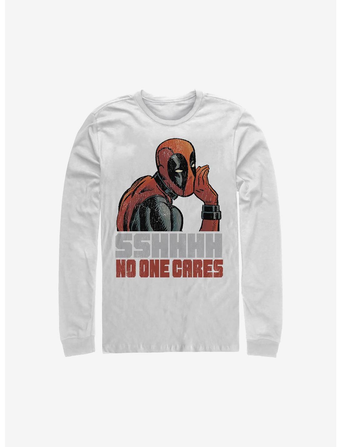 Marvel Deadpool No One Cares Long-Sleeve T-Shirt, WHITE, hi-res