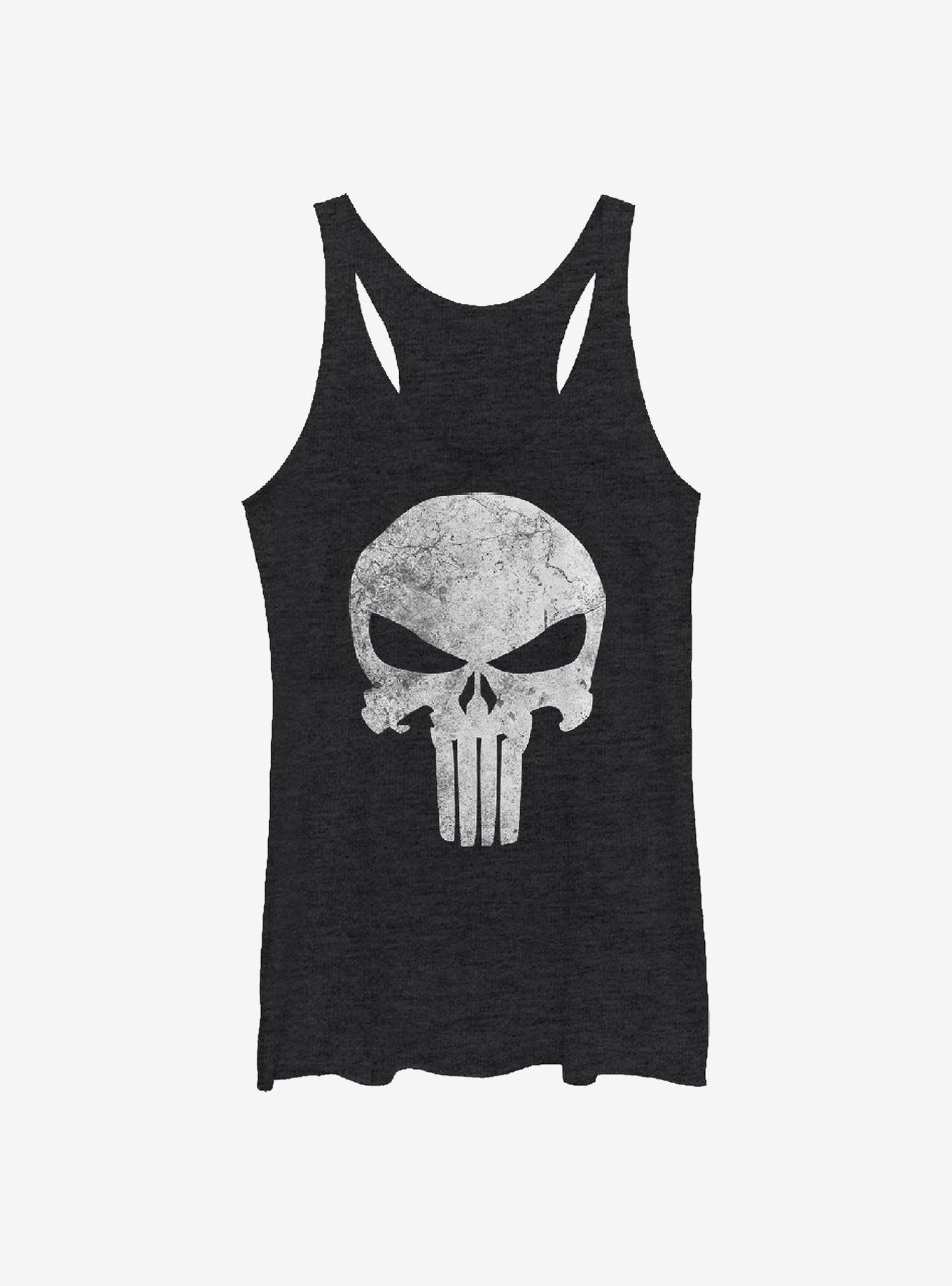 Marvel Punisher Punisher Distresskull Girls Tank, BLK HTR, hi-res