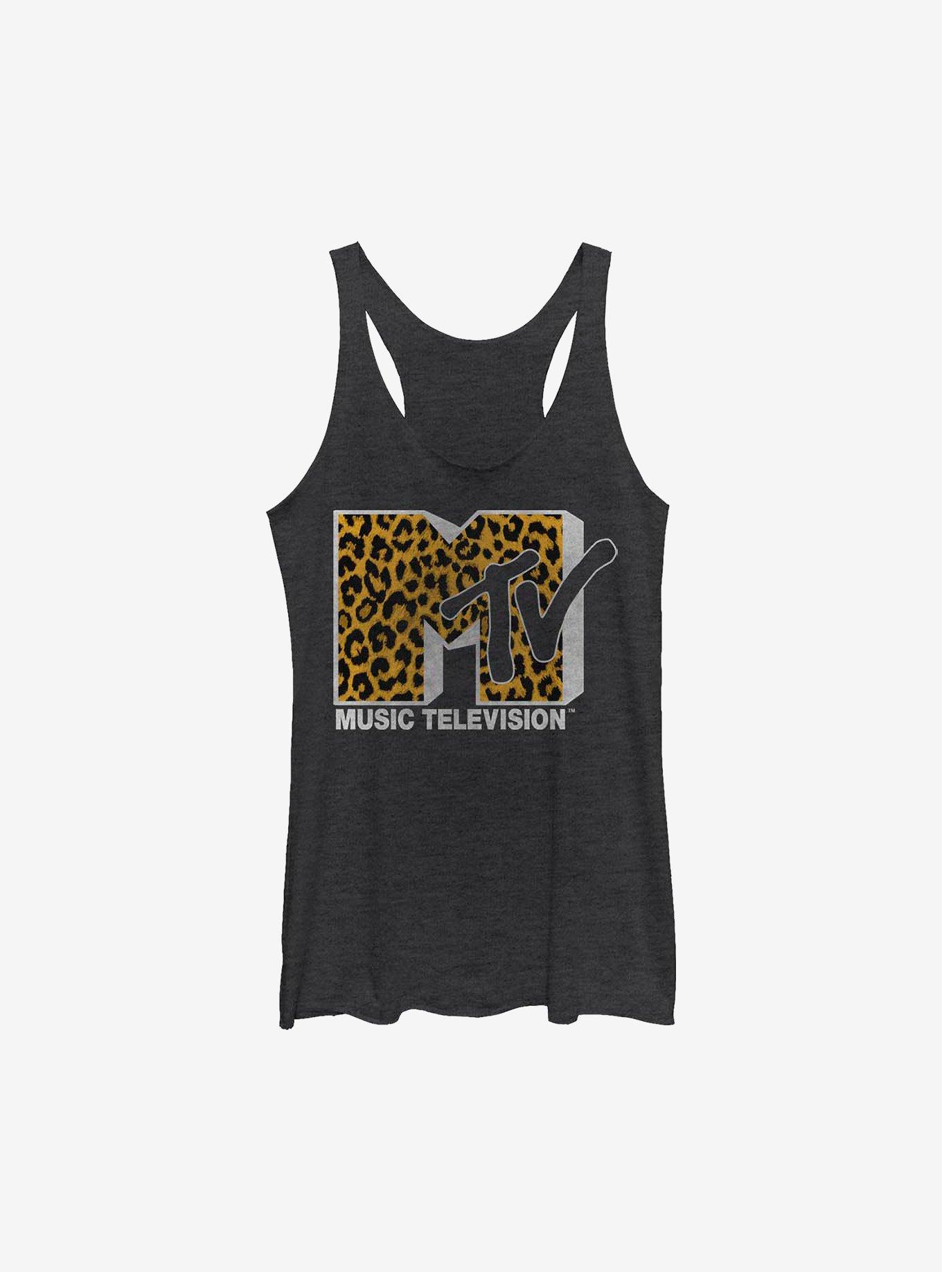 MTV Cheeta Logo Girls Tank, BLK HTR, hi-res