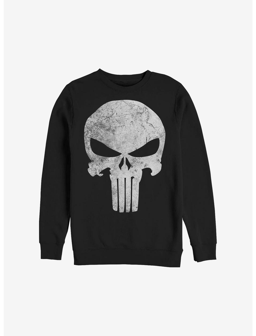 Marvel Punisher Punisher Distresskull Crew Sweatshirt, BLACK, hi-res