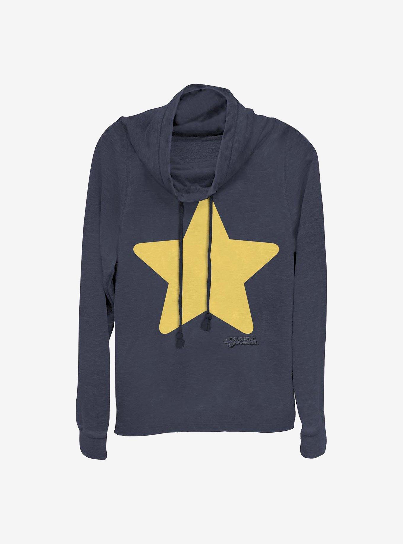 Steven Universe Steven Star Cowlneck Long-Sleeve Girls Top, NAVY, hi-res