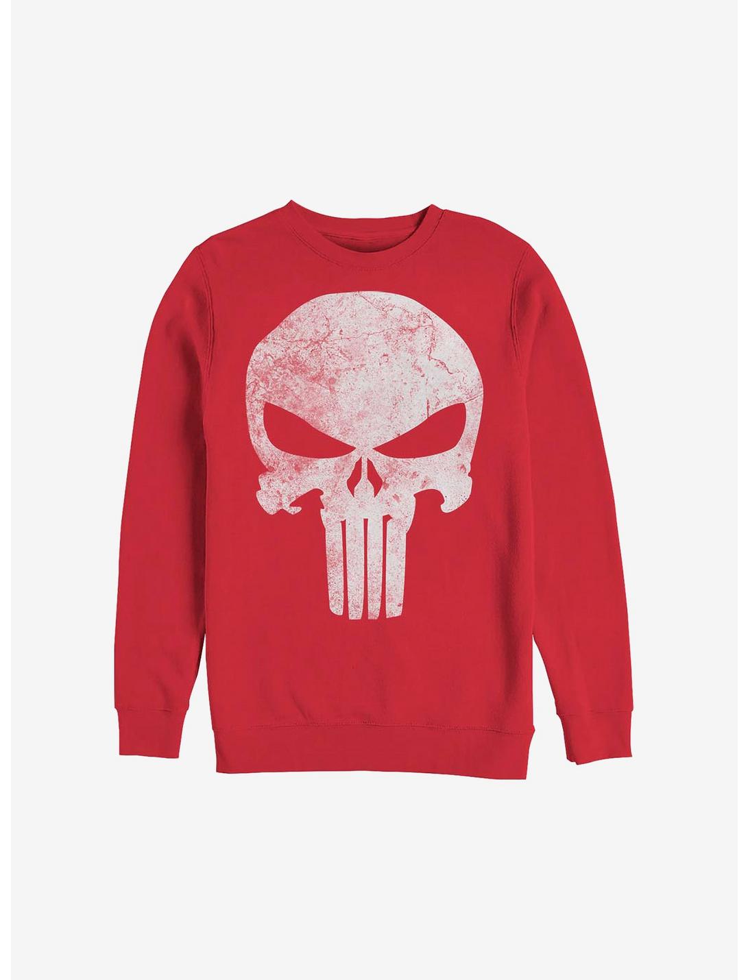Marvel Punisher Punisher Distresskull Crew Sweatshirt, RED, hi-res