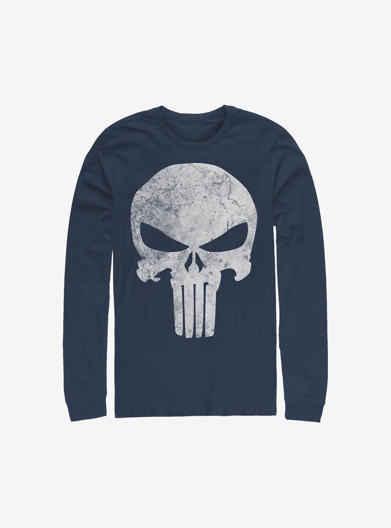 Marvel Punisher Punisher Distresskull Long-Sleeve T-Shirt, NAVY, hi-res