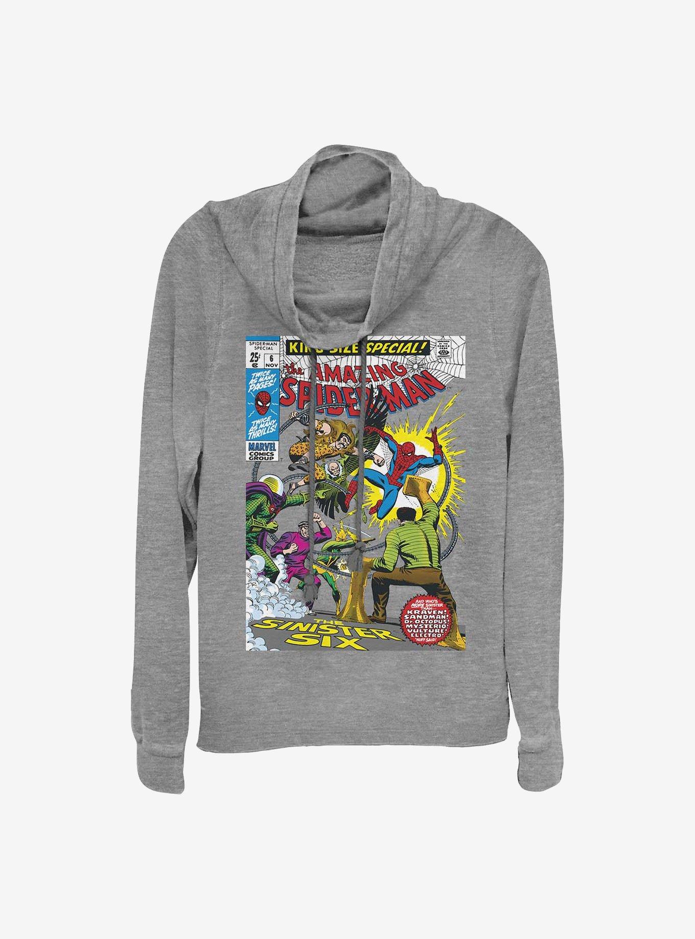 Marvel Spider-Man Comic Cowlneck Long-Sleeve Girls Top