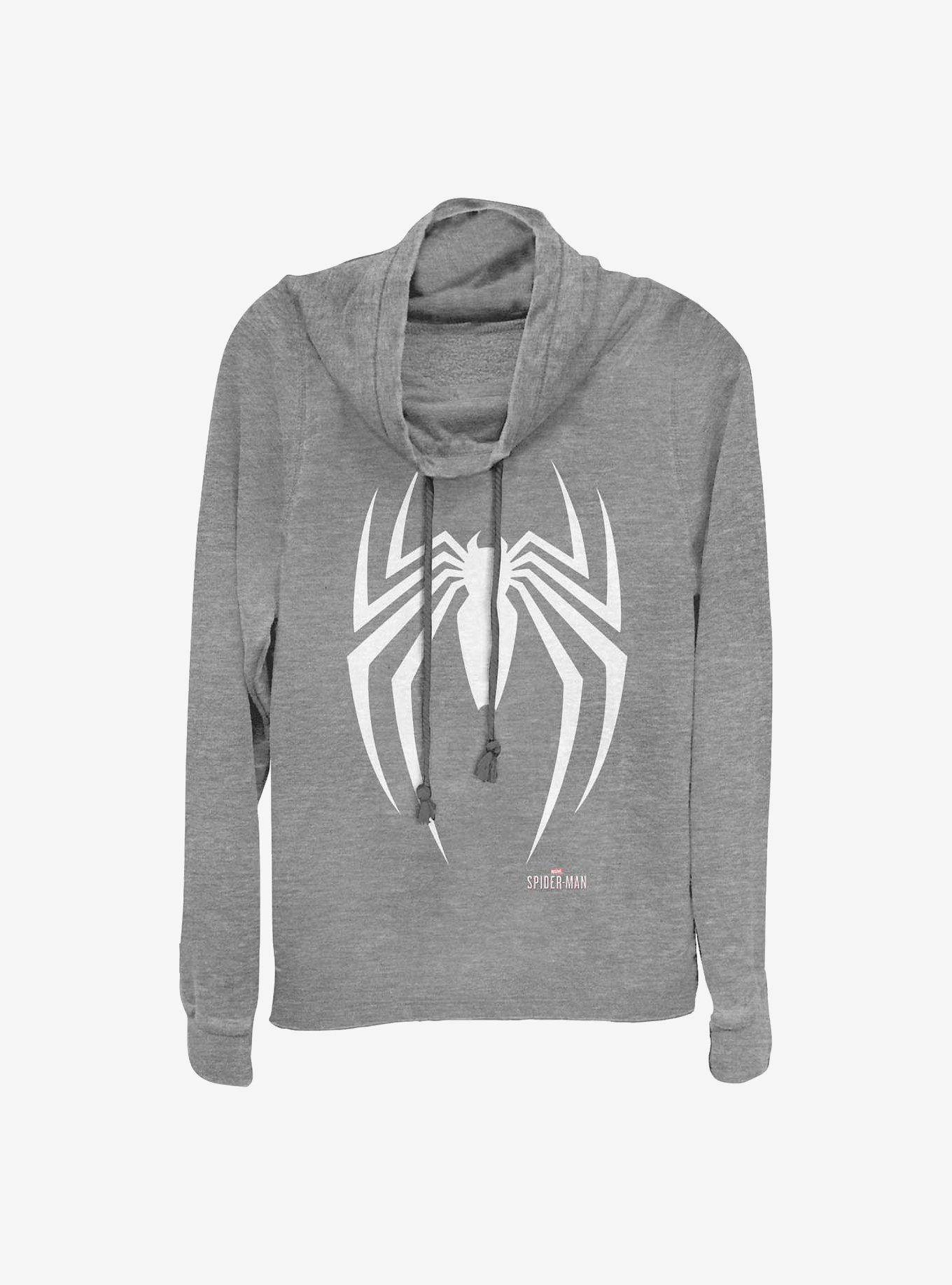 Marvel Spider-Man Gamerverse Cowlneck Long-Sleeve Girls Top, GRAY HTR, hi-res