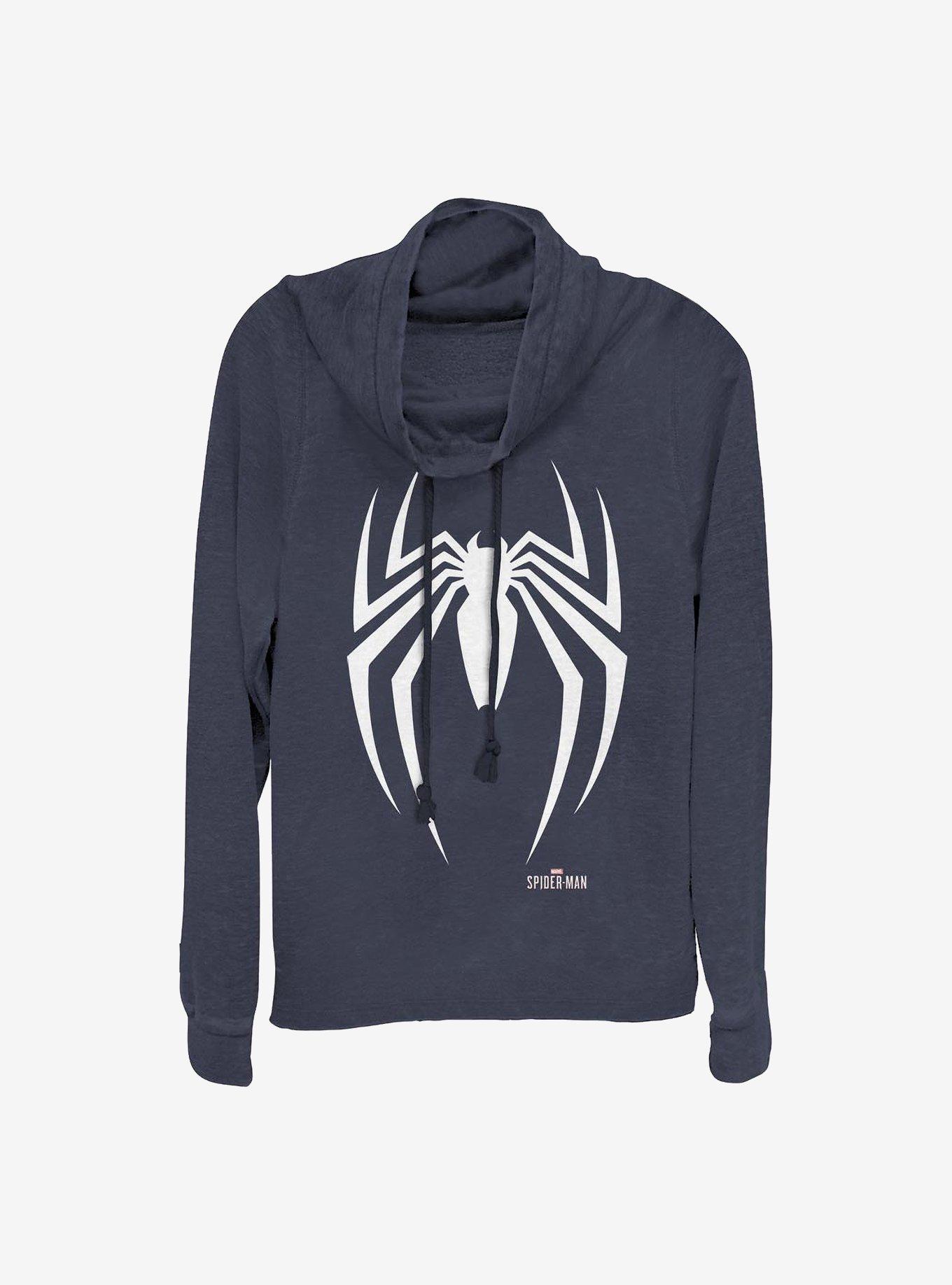 Marvel Spider-Man Gamerverse Cowlneck Long-Sleeve Girls Top, NAVY, hi-res