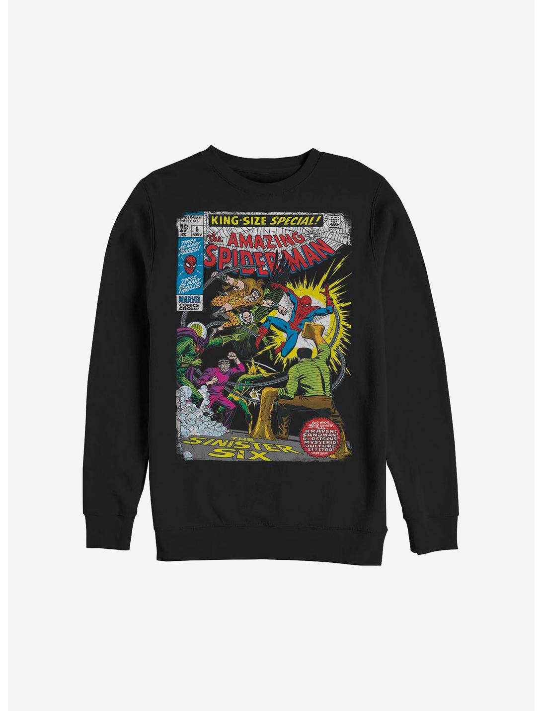 Marvel Spider-Man Comic Crew Sweatshirt, BLACK, hi-res
