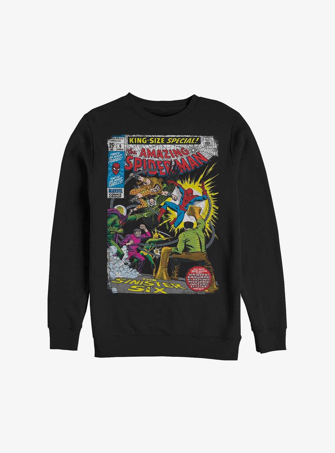 Marvel Spider-Man Comic Crew Sweatshirt, BLACK, hi-res