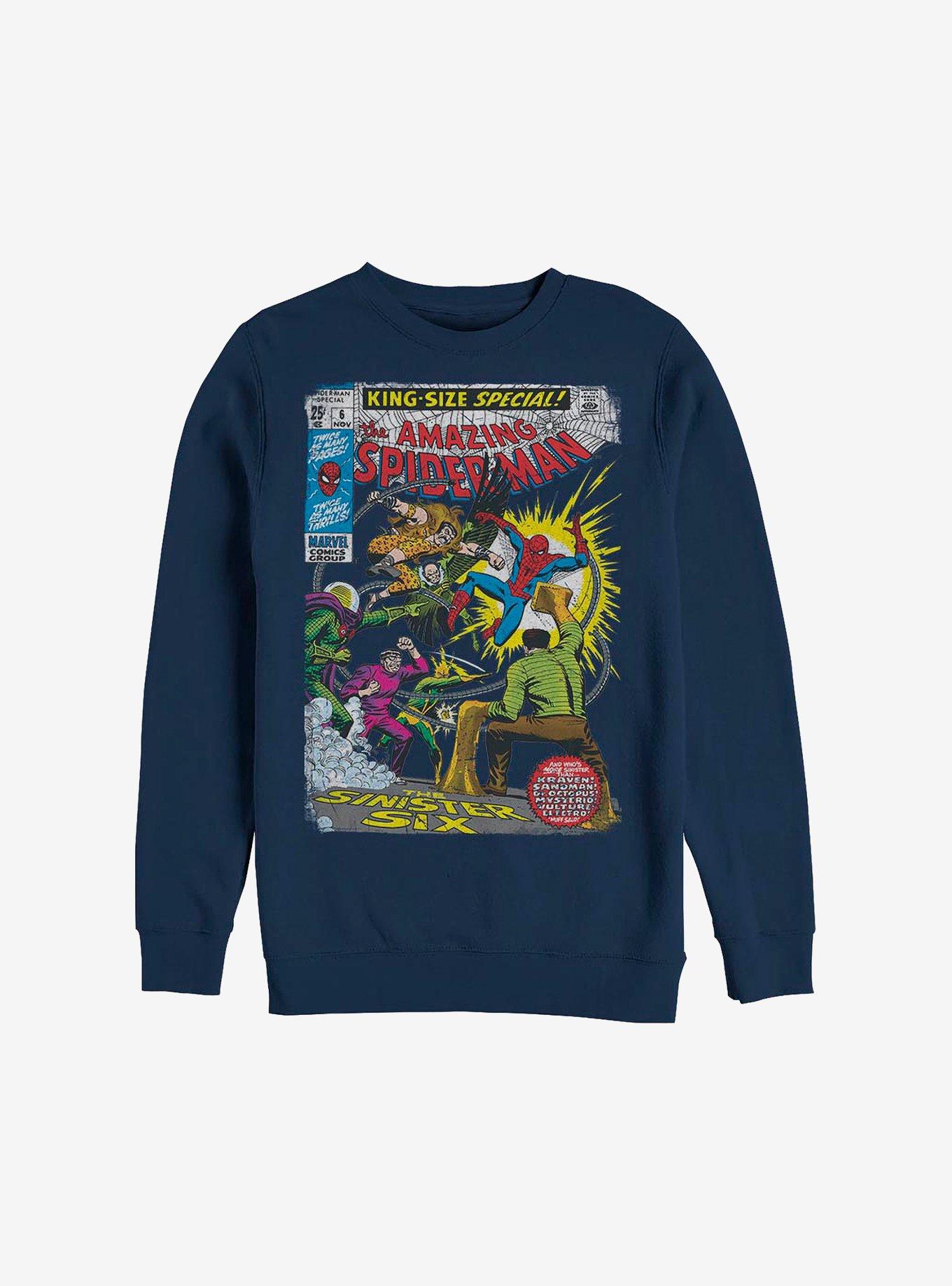 Marvel Spider-Man Comic Crew Sweatshirt, NAVY, hi-res
