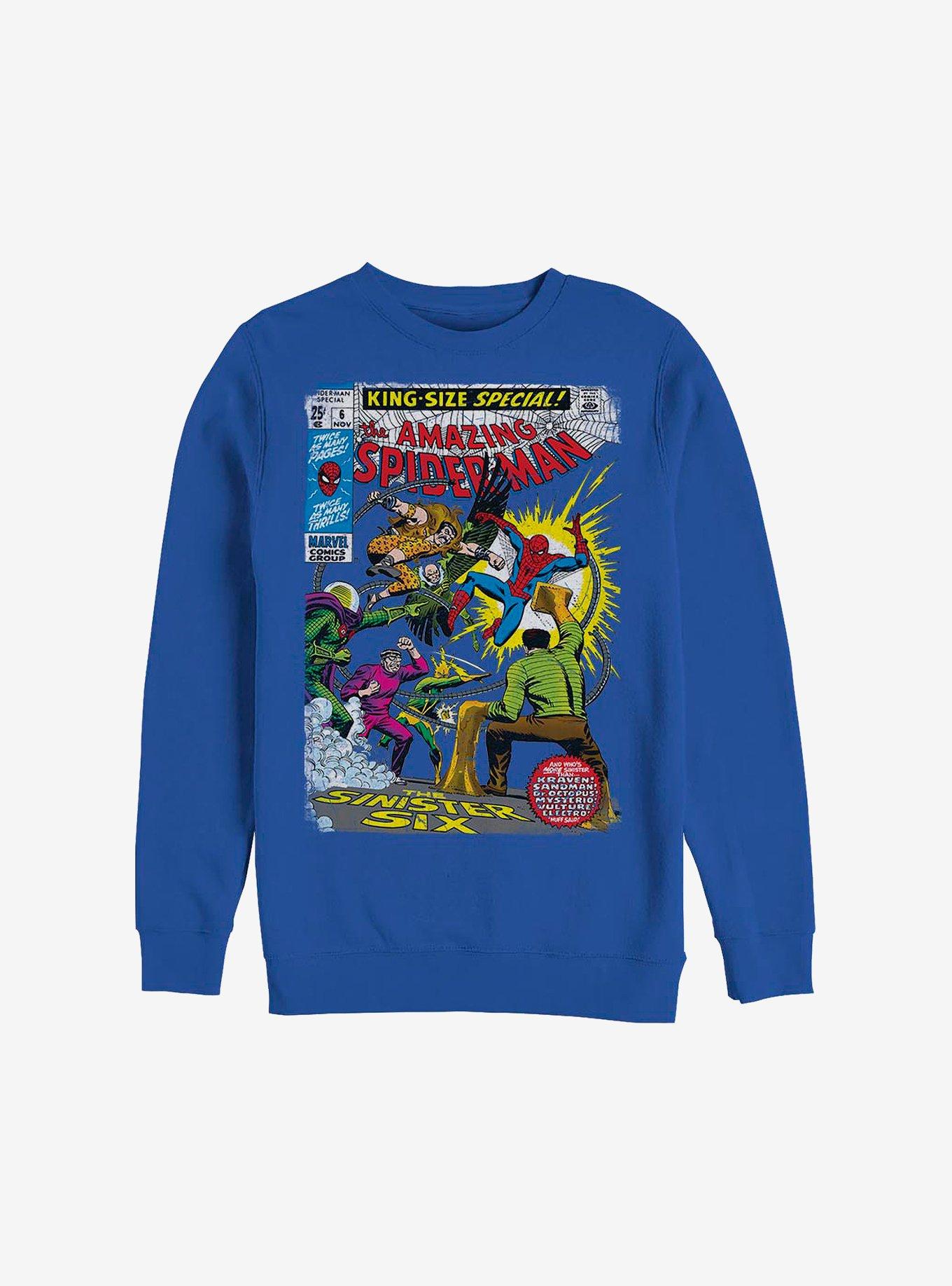 Marvel Spider-Man Comic Crew Sweatshirt - BLUE | Hot Topic