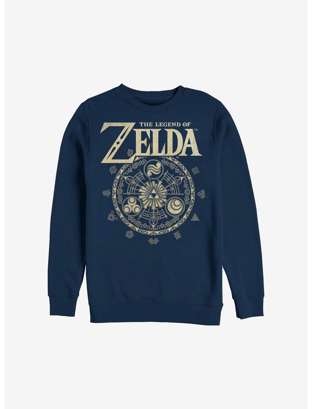 Nintendo The Legend Of Zelda Emblem Cir Crew Sweatshirt, NAVY, hi-res