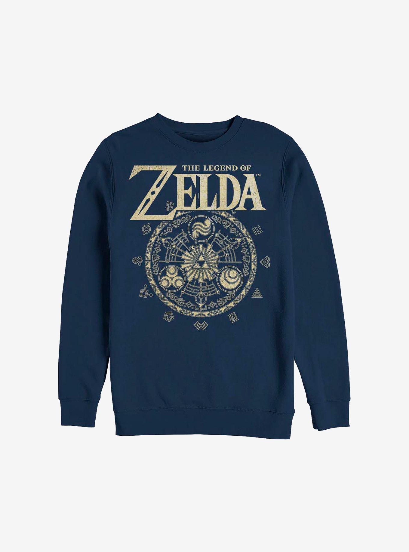 Nintendo The Legend Of Zelda Emblem Cir Crew Sweatshirt, NAVY, hi-res