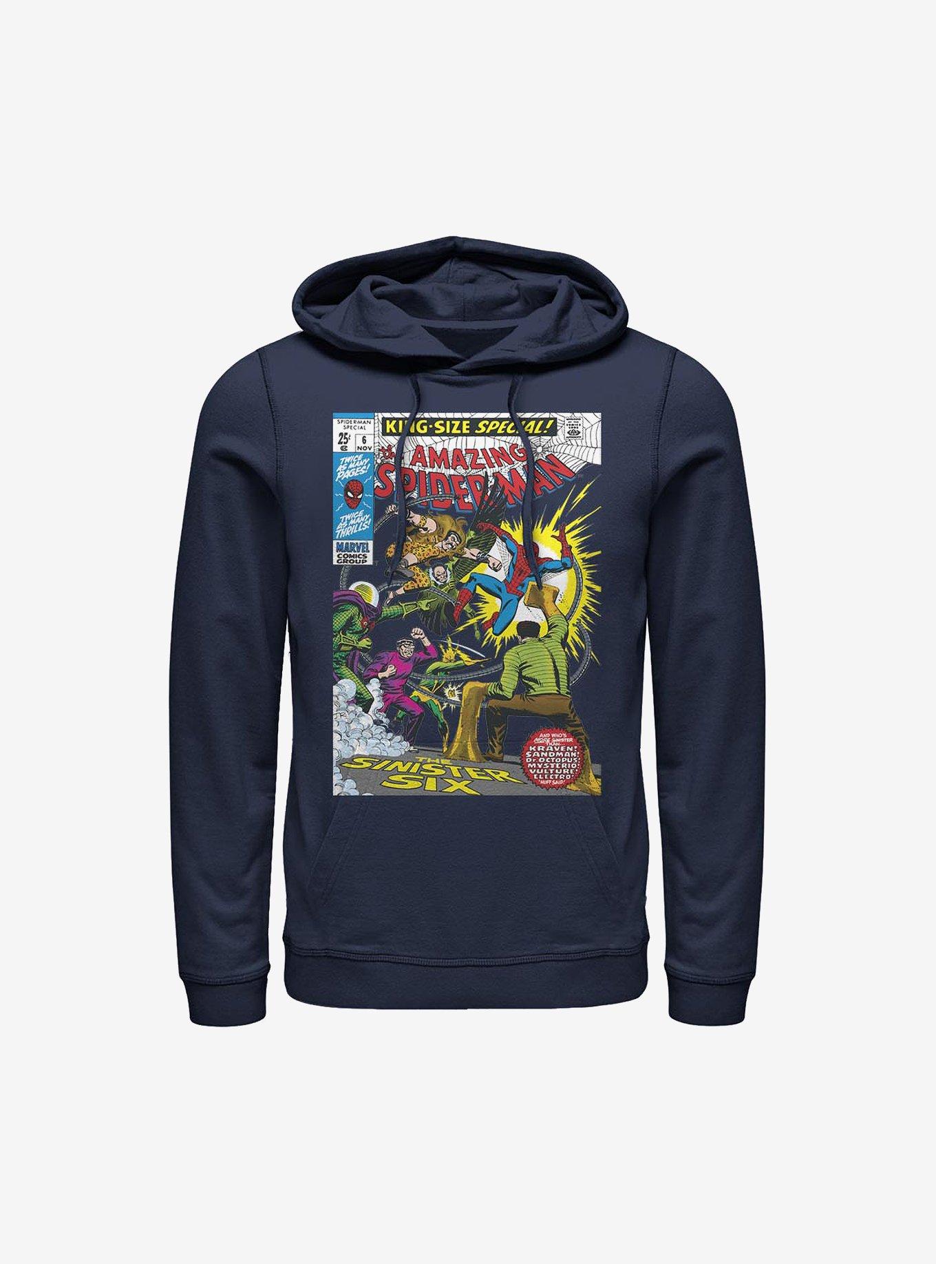 Marvel Spider-Man Comic Hoodie, NAVY, hi-res