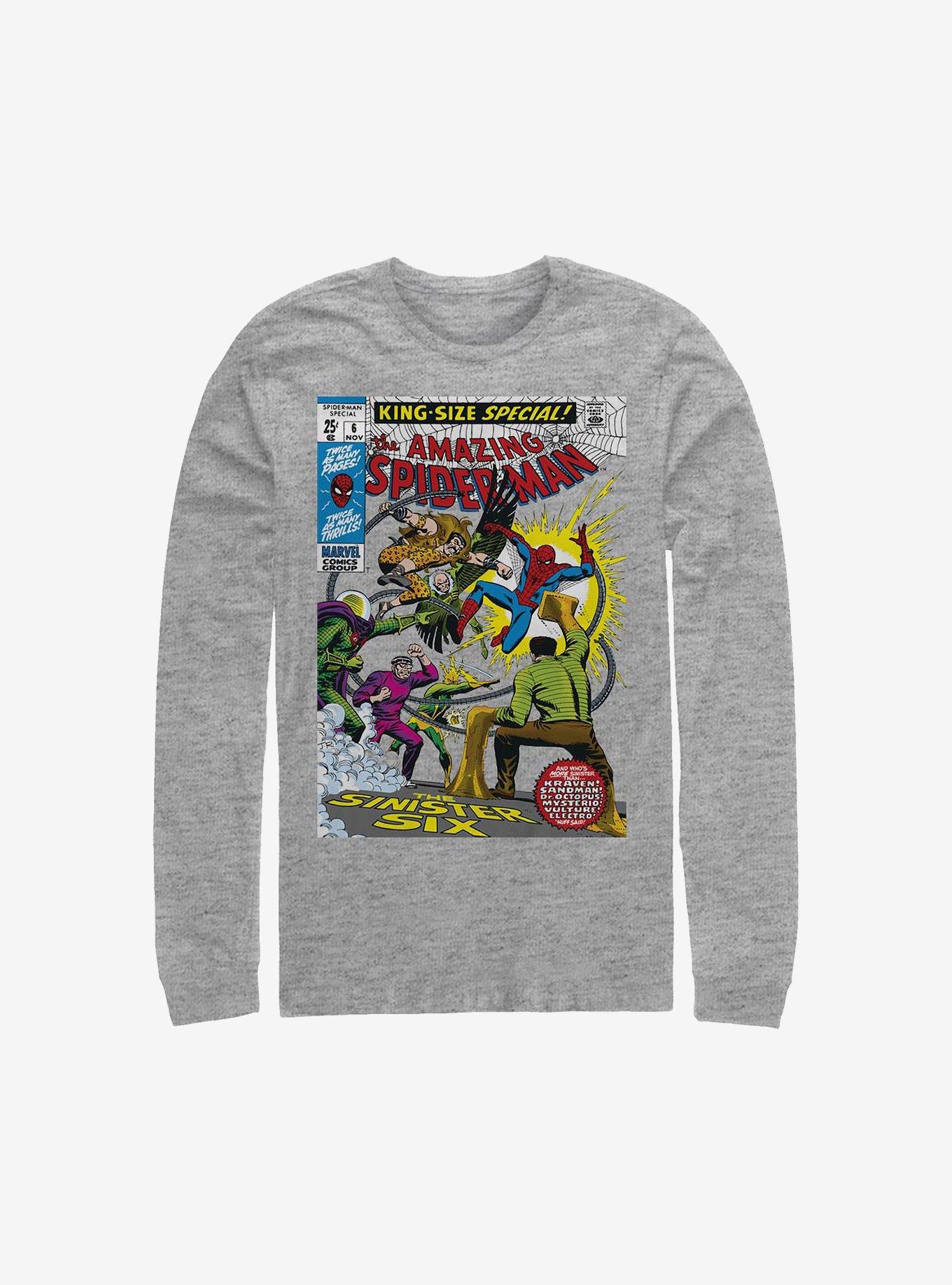 Marvel Spider-Man Comic Long-Sleeve T-Shirt, ATH HTR, hi-res