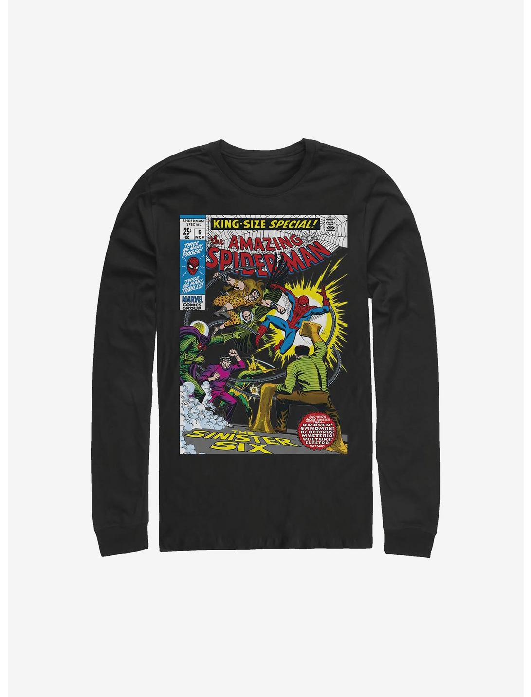 Marvel Spider-Man Comic Long-Sleeve T-Shirt, BLACK, hi-res