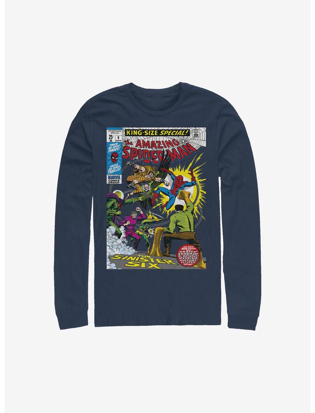 Marvel Spider-Man Comic Long-Sleeve T-Shirt, NAVY, hi-res