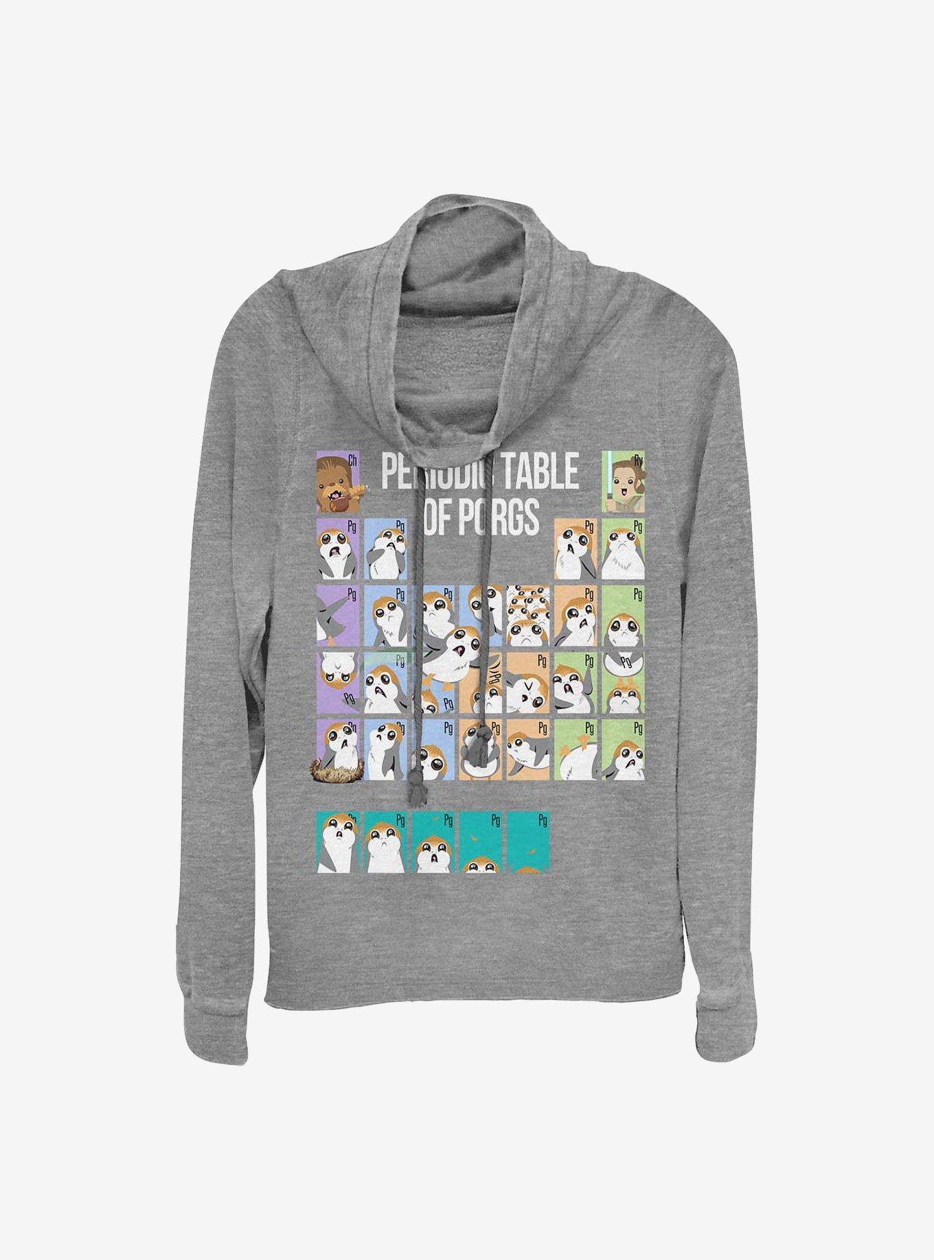 Star Wars: The Last Jedi Porg Table Cowlneck Long-Sleeve Girls Top, GRAY HTR, hi-res