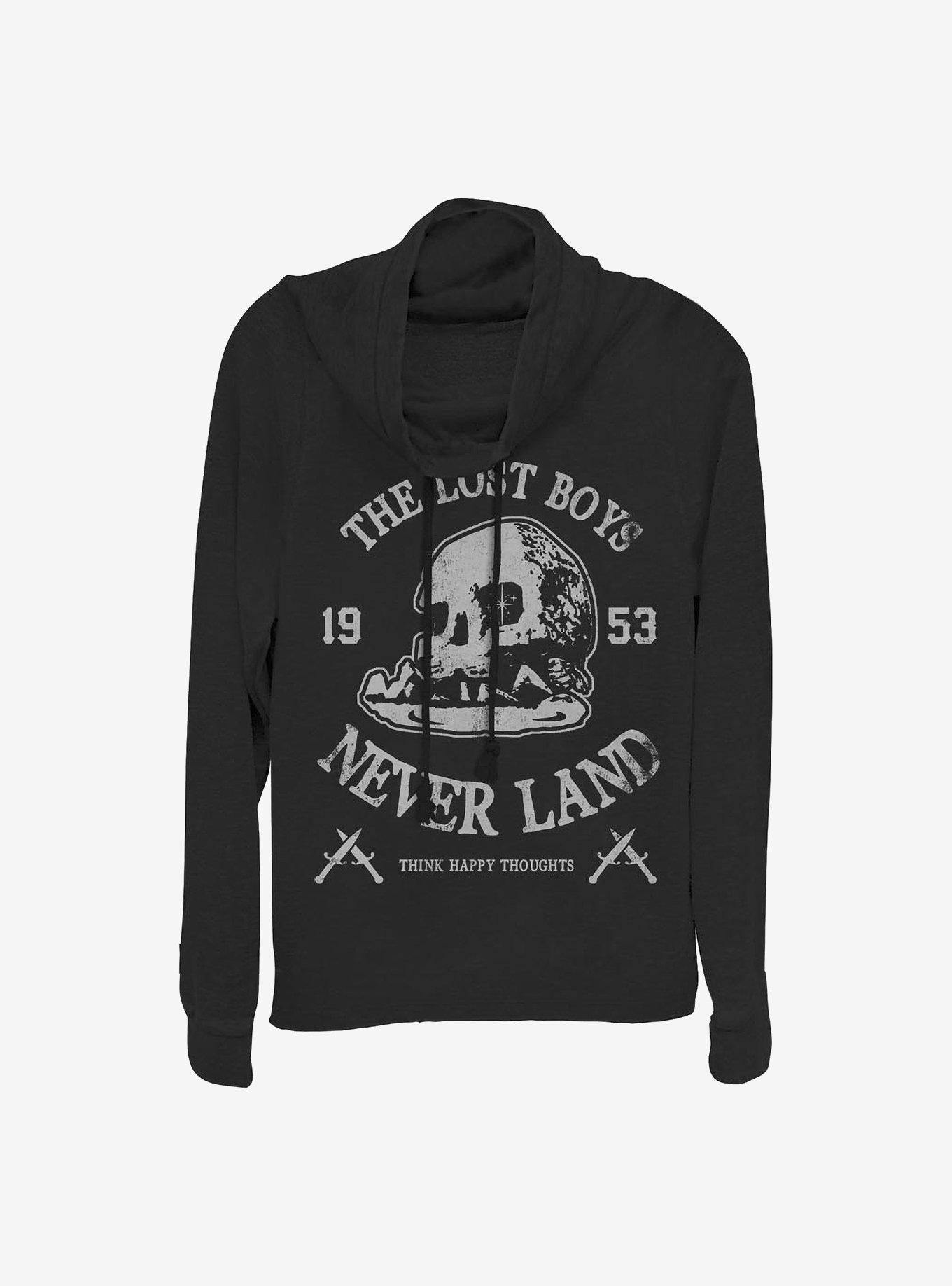 Disney Peter Pan Boys Be Lost Cowlneck Long-Sleeve Girls Top, BLACK, hi-res