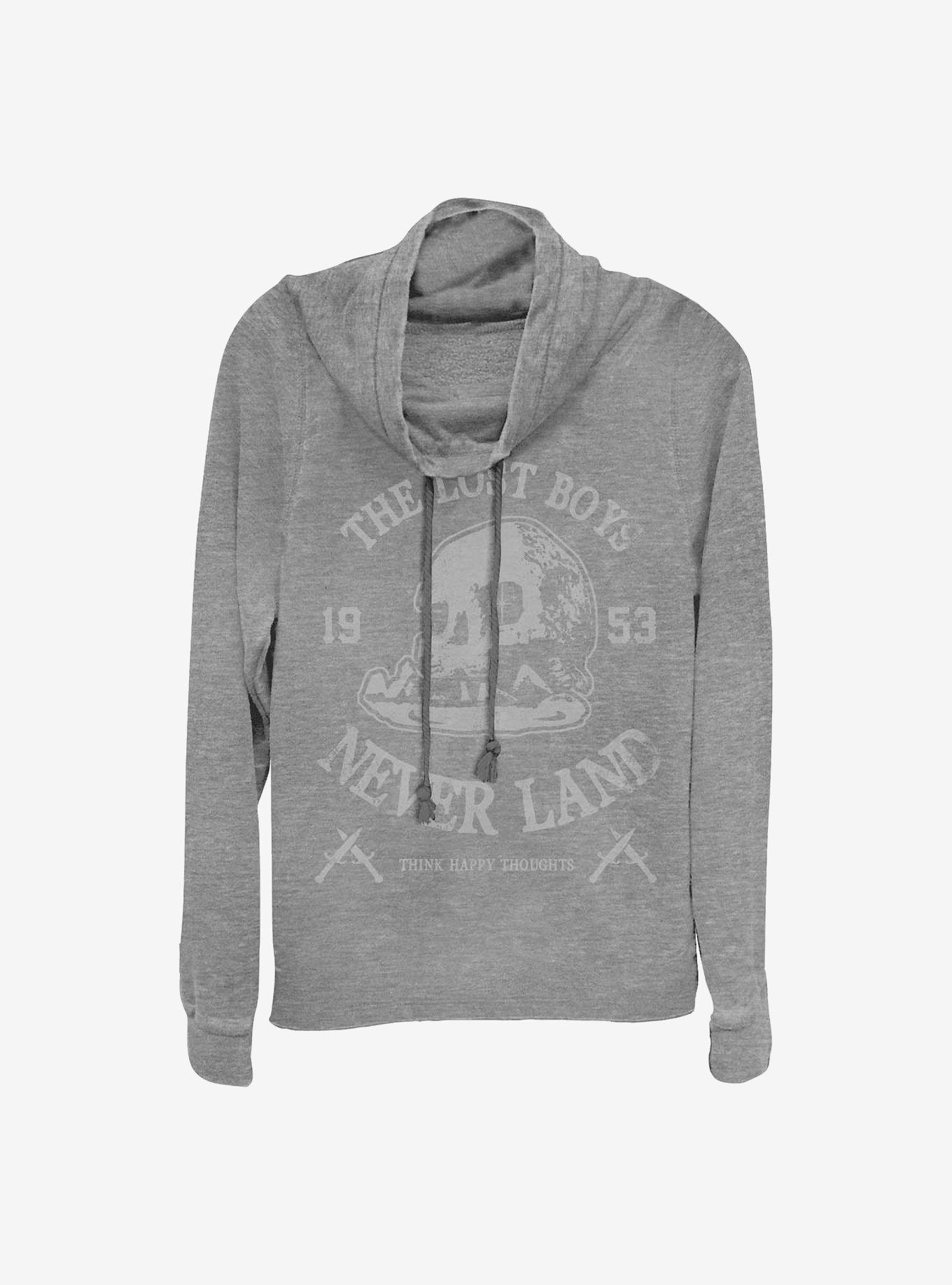 Disney Peter Pan Boys Be Lost Cowlneck Long-Sleeve Girls Top, GRAY HTR, hi-res