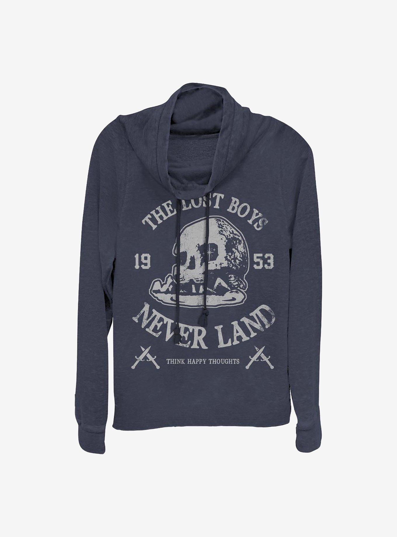 Disney Peter Pan Boys Be Lost Cowlneck Long-Sleeve Girls Top, NAVY, hi-res