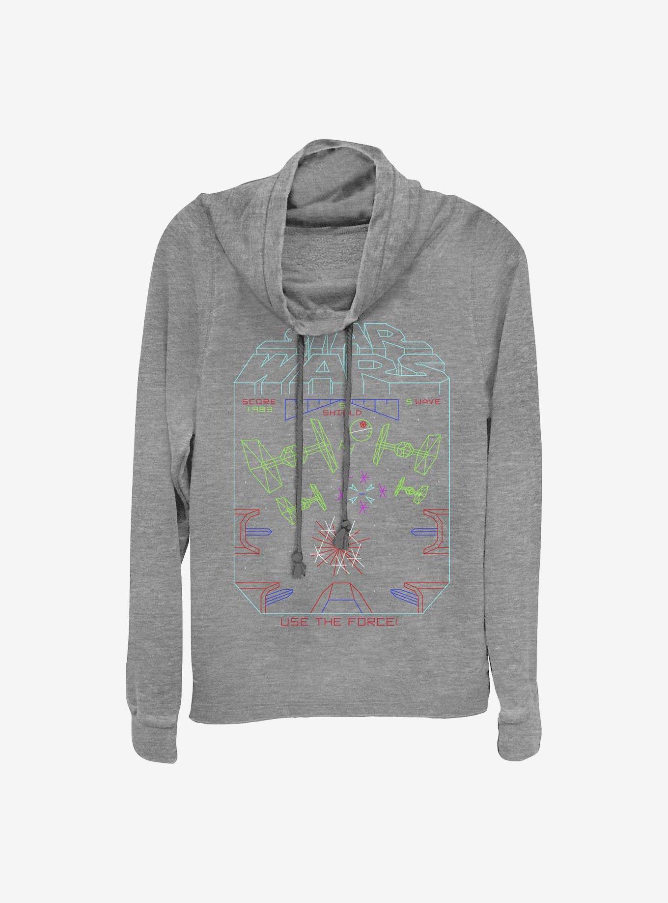 Star Wars 5 Standing By Cowlneck Long-Sleeve Girls Top, GRAY HTR, hi-res