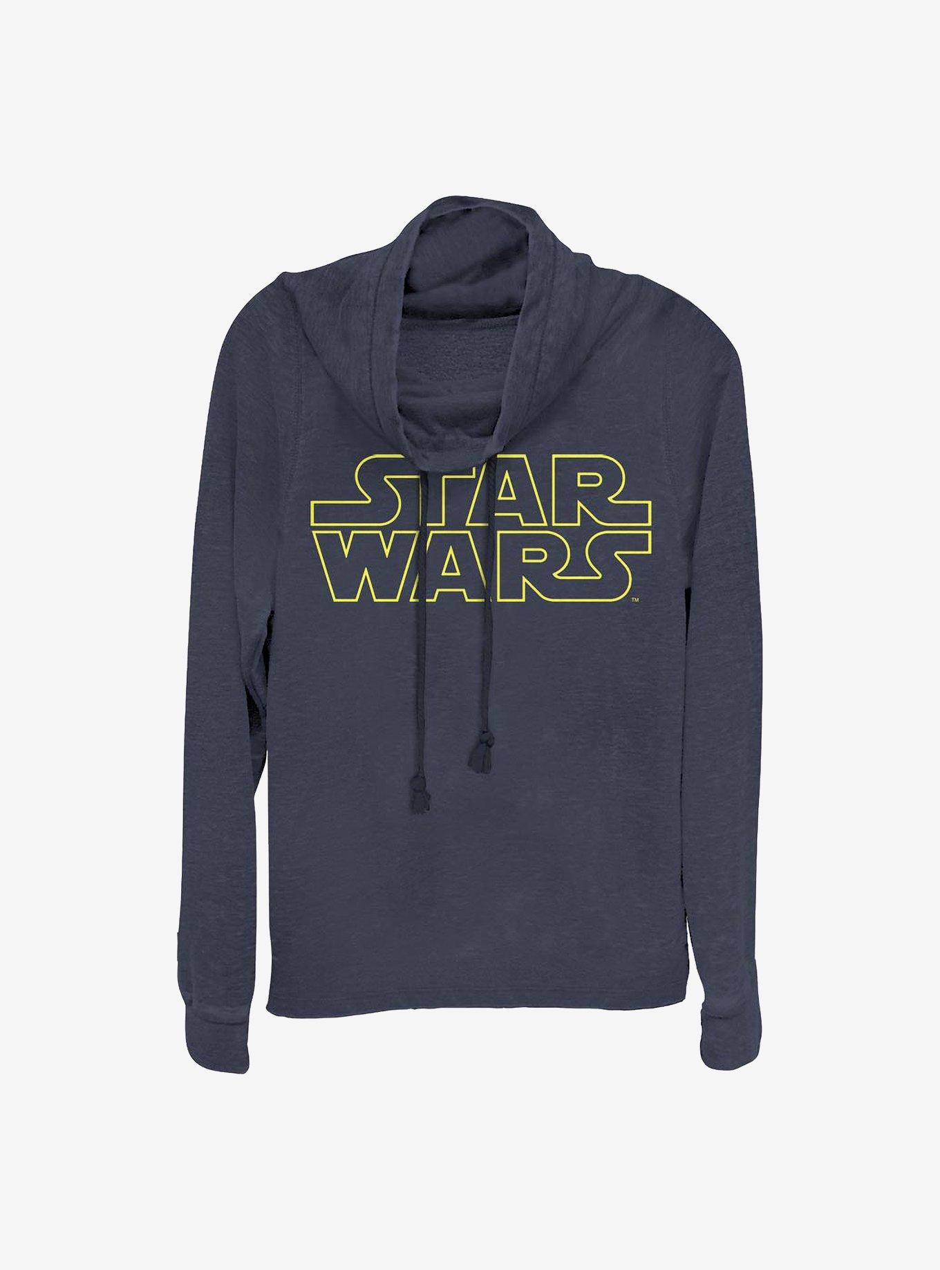 Star Wars Simplified Cowlneck Long-Sleeve Girls Top, NAVY, hi-res