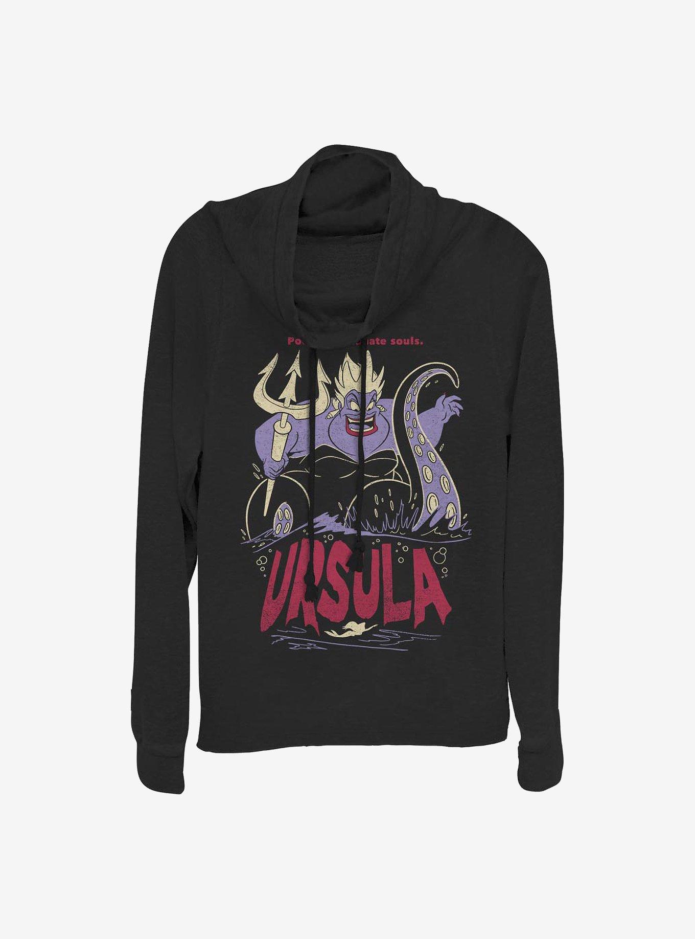 Disney The Little Mermaid Ursula The Sea Witch Cowlneck Long-Sleeve Girls Top, BLACK, hi-res