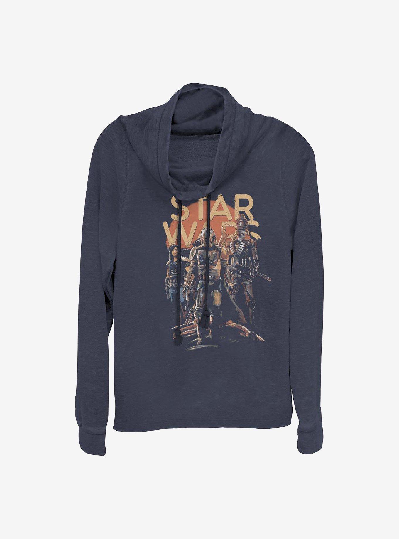 Star Wars The Mandalorian A Few Credits More Cowlneck Long-Sleeve Girls Top, NAVY, hi-res