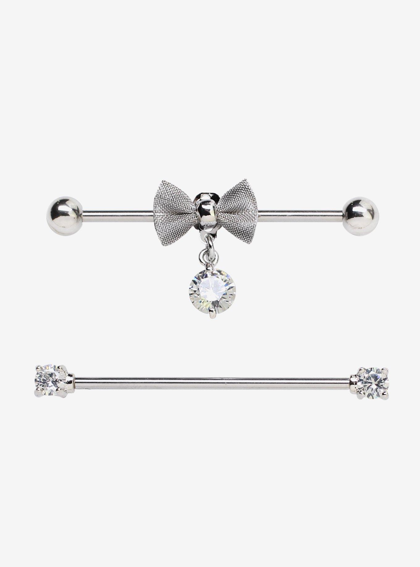 14G Mesh Bow Cubic Gem Industrial Barbell 2 Pack, , hi-res