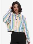 Daisy Street Pastel Stripe Girls Crop Jacket, RAINBOW, hi-res