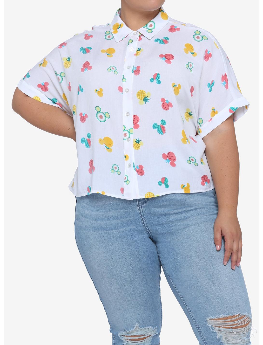 Disney Mickey Mouse Fruit Heads Oversized Girls Woven Button-Up Plus Size, MULTI, hi-res