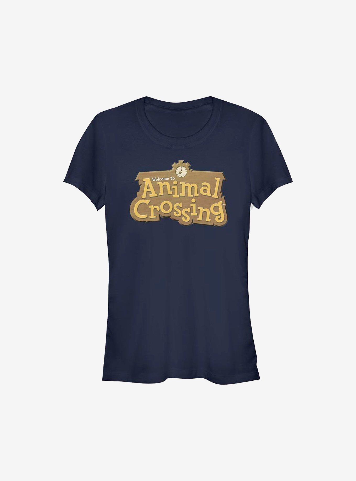 Animal Crossing Logo Girls T-Shirt, NAVY, hi-res
